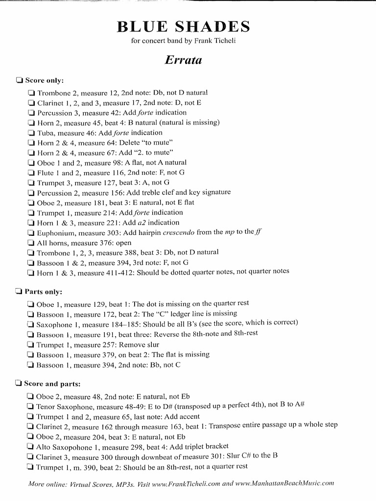 Blue Shades by Frank Ticheli PDF