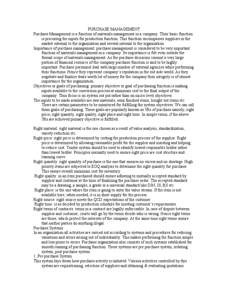 Purchase Management | PDF
