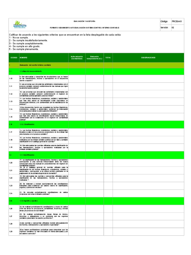 Evaluación del Control Interno Contable | PDF | Contabilidad | Información