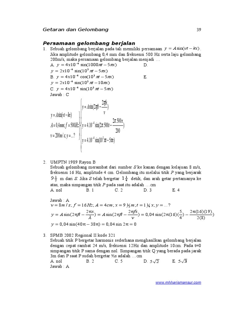 Persamaan Gelombang Berjalan