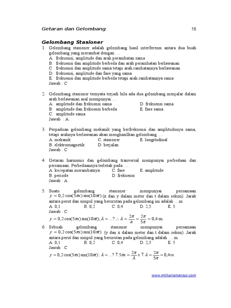 16+ Contoh Soal Persamaan Gelombang Berjalan Dan Gelombang