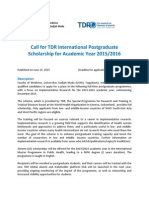 UGM Call For TDR International Postgraduate Scholarship For Academic Year 2015 - Final - 150615