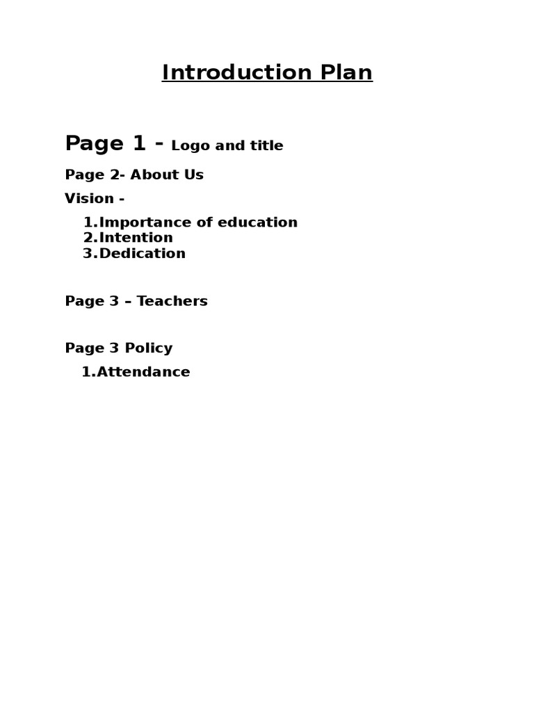 Introduction Plan: Logo and Title Page 2-About Us Vision - 1.importance ...
