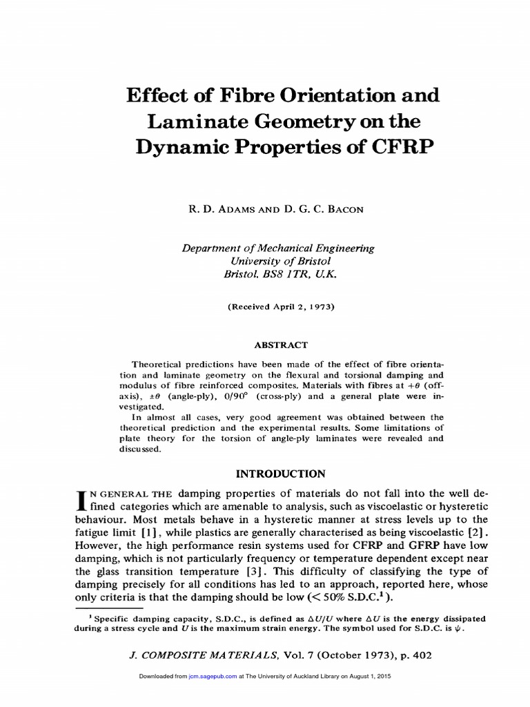 Effect of Fibre Orientation and Laminate Geometry On The Dynamic ...