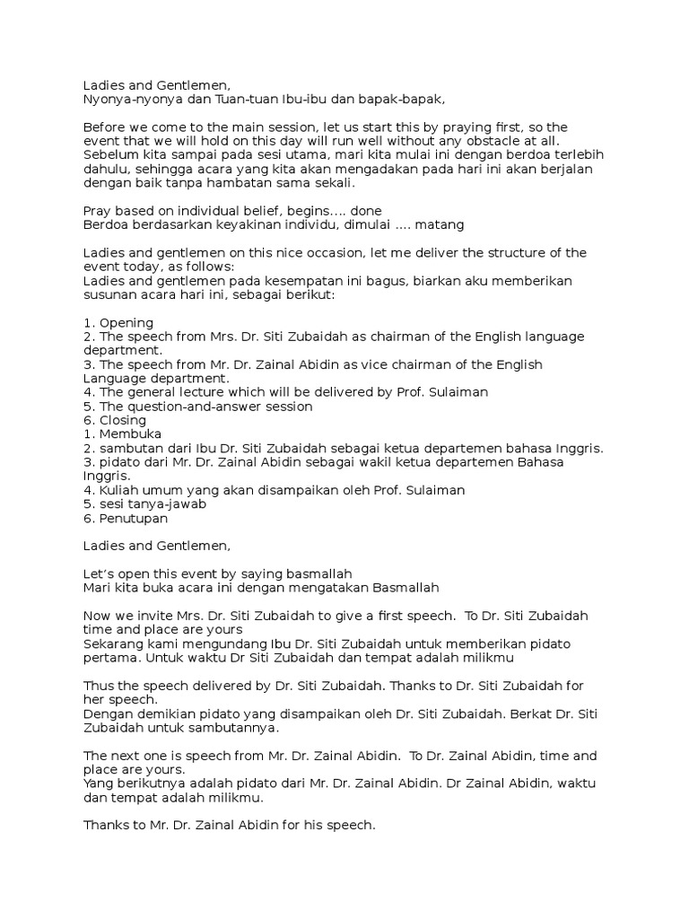 Pembawa Acara Dalam Bahasa Inggris Belajar