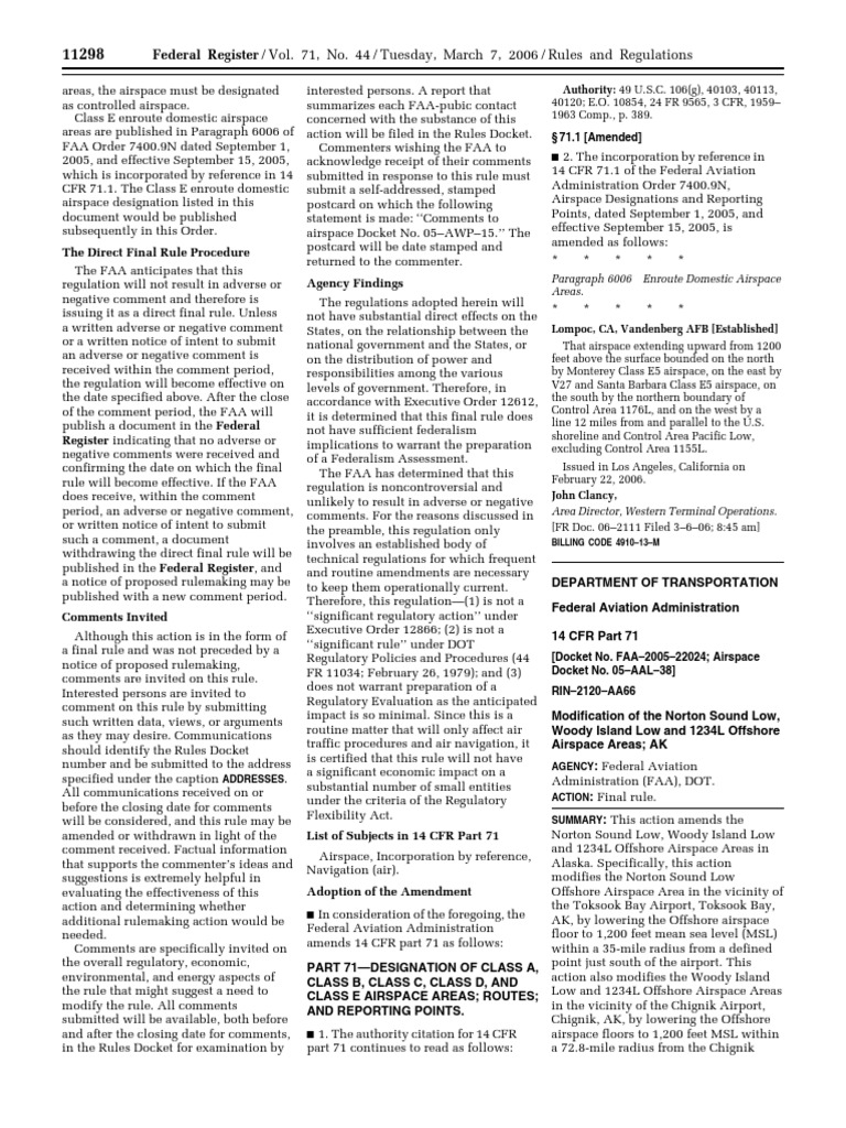 Offshore Airspace Modifications in Alaska | PDF | Federal Aviation ...