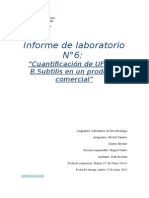 Método para la cuantificación de UFC de B. Subtilis en un producto comercial