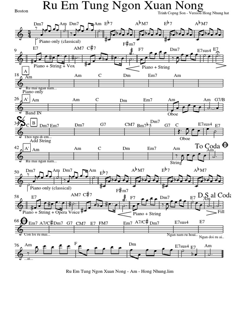 Ru em Tung Ngon Xuan Nong - Am - Hong Nhung | PDF