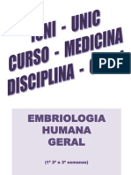 Embriologia - 3 primeiras semanas