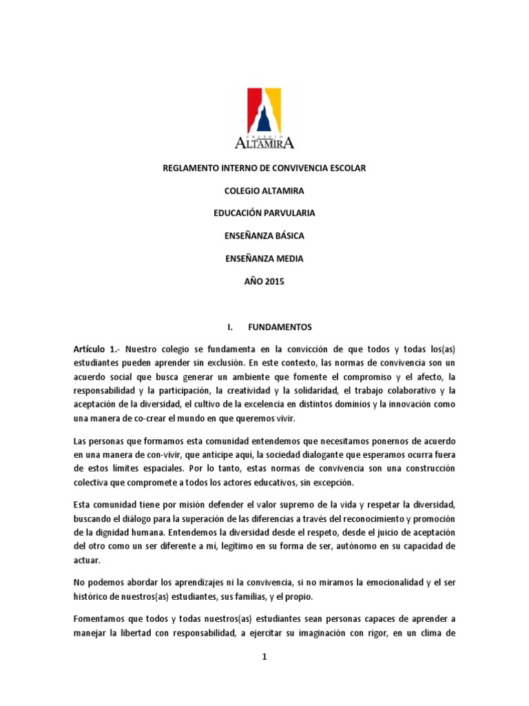 Reglamento de Convivencia Escolar 2025 | PDF | Violencia | Abuso infantil