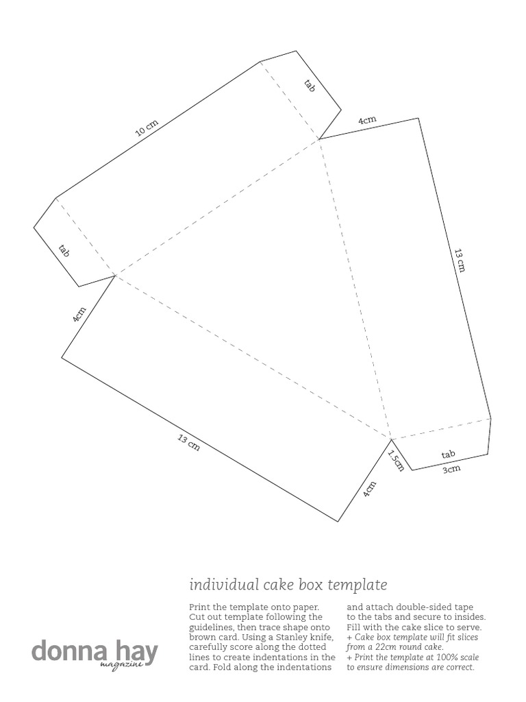 Plantilla Caja Tarta Individual Pdf