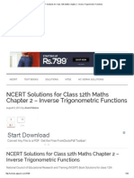 NCERT Solutions For Class 12th Maths Chapter 2 - Inverse Trigonometric Functions