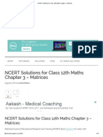 NCERT Solutions For Class 12th Maths Chapter 3 - Matrices