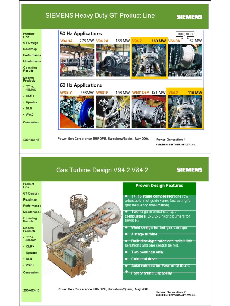 Siemens V94.2 Gas Turbine Overview | PDF | N Ox | Power Station