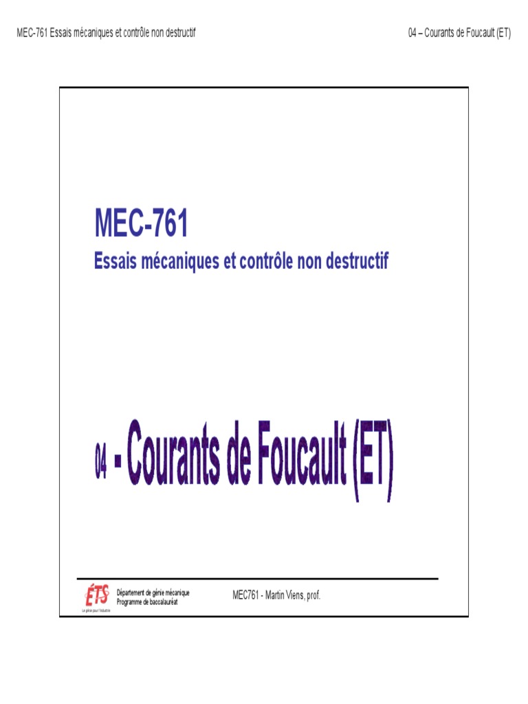 Courants de Foucault en contrôle non destructif PDF Contrôle non — free download