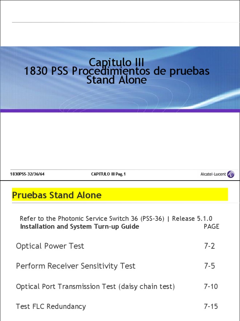1830 PSS Testing Procedures Guide | PDF | Telecommunications ...