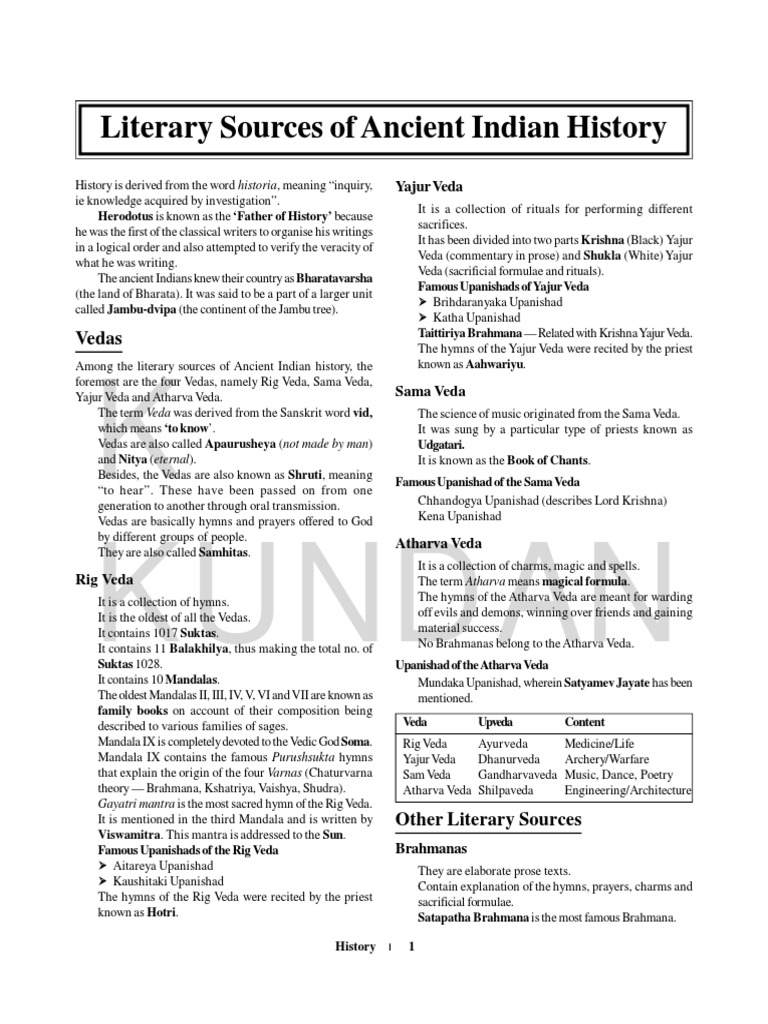 Literary Sources of Ancient Indian History | PDF | Vedas | Ashoka