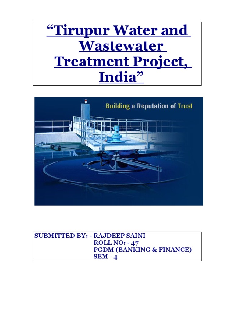 Tirupur Water and Waste Water Treatment Project Final PDF Sewage