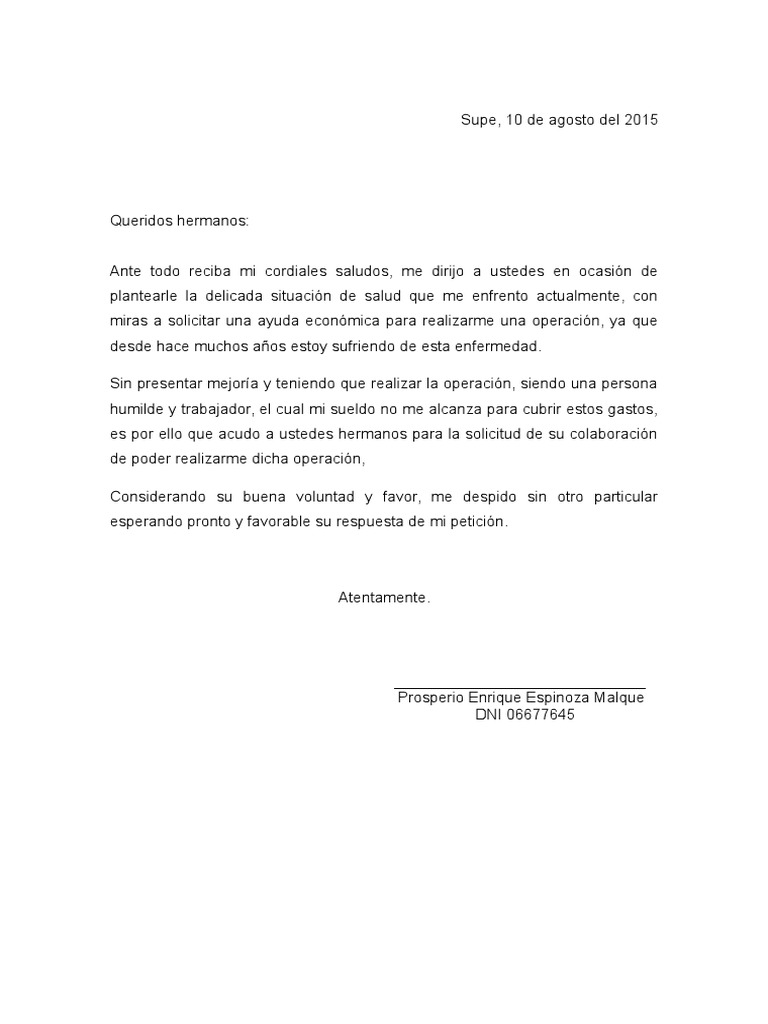Carta de Apoyo Economico