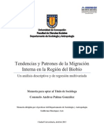Memoria Tendencias y Patrones de La Migracion Interna en La Region Del Biobio (Palma 2013)