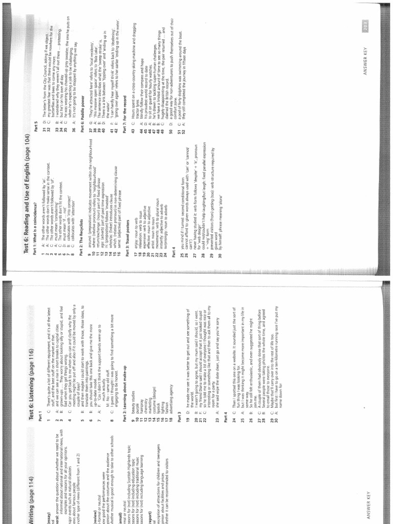 FCE, Specif 2015 Test 6 Answers | PDF