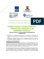 DIPLOMADO PRESENCIAL - Formulación y Evaluación de Proyectos Sociales y de Inversión Pública PDF