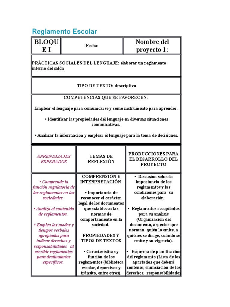 Reglamento Escolar Verbo Regulación