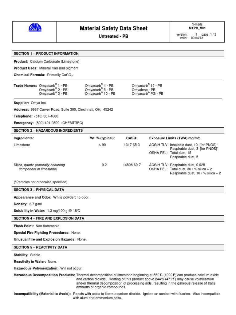 MSDS | PDF | Silicon Dioxide | Personal Protective Equipment