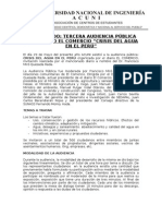 Tercera Audiencia Pública de El Diario El Comercio Crisis Del Agua en El Perú