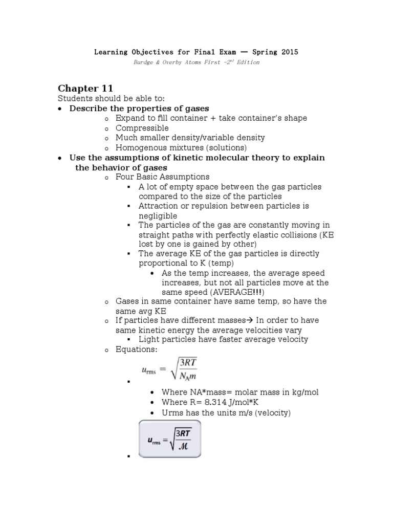 Chemistry Final Study Guide | PDF | Gases | Acid