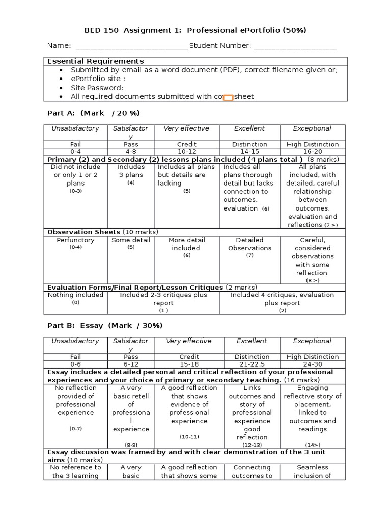 Bed 150 Assignment Coversheet and Marks Allocation-3 | PDF
