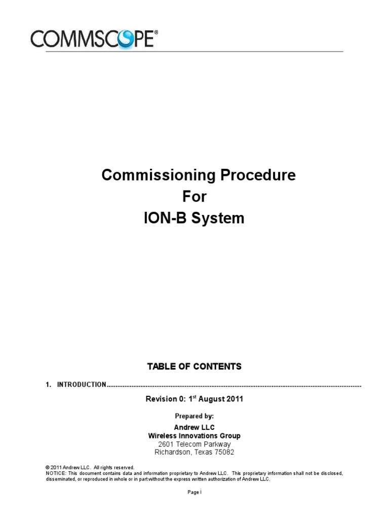 Commscope Commissioning Procedure - ION-B Rev 0 | PDF | Signal To Noise ...
