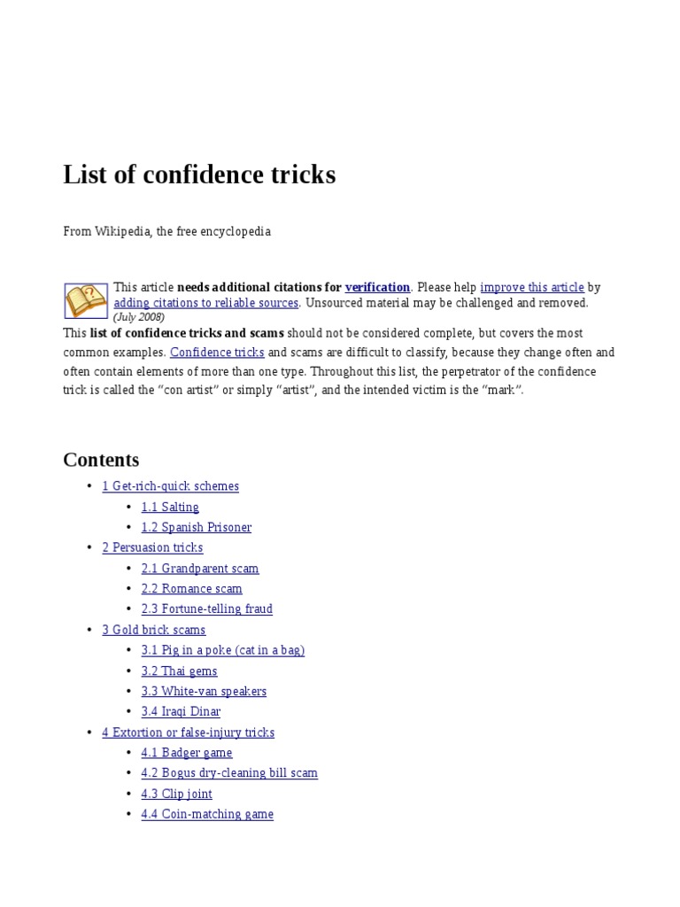 Common Confidence Tricks and Scams | PDF | Internet Fraud | Phishing