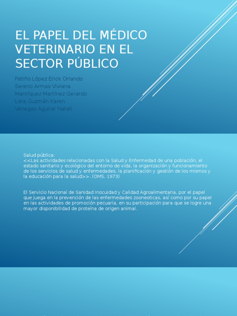 Papel del Veterinario en Salud Pública | PDF | Medicina Veterinaria ...