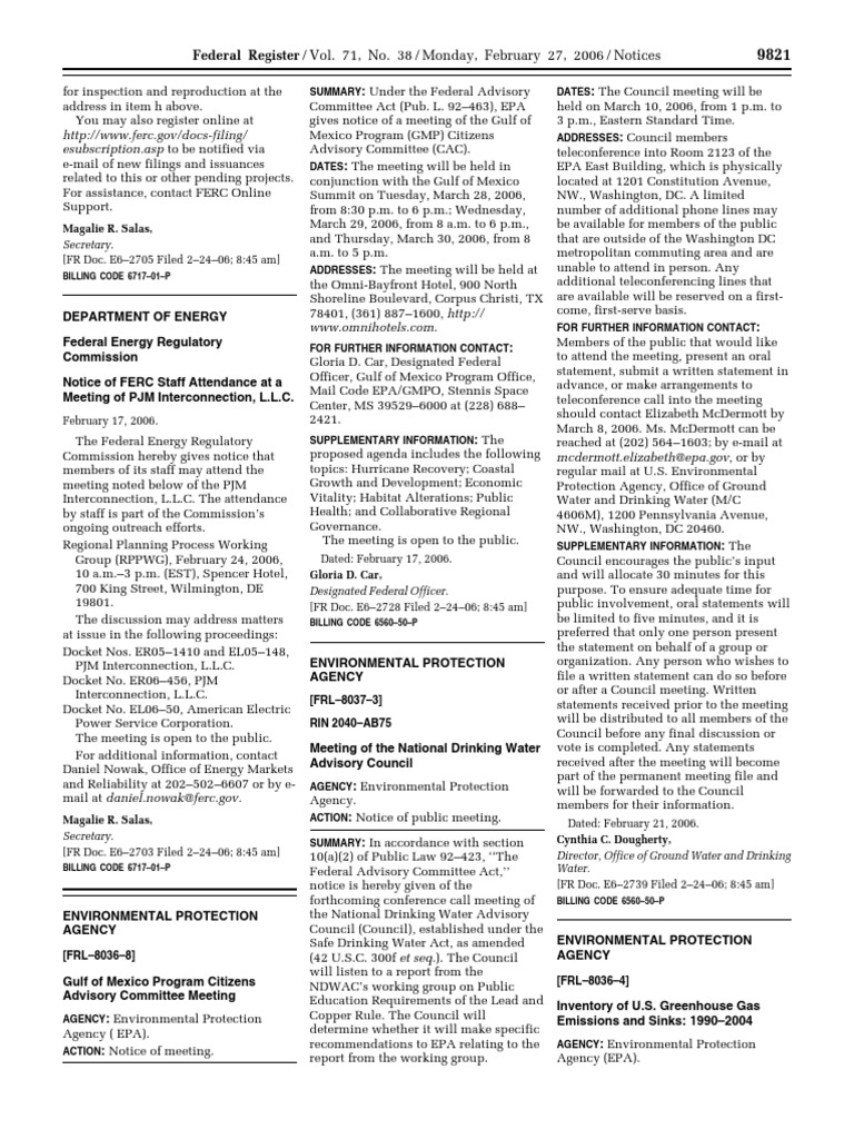 Notice: Meetings: U.S. Greenhouse Gas Emissions and Sinks Inventory ...