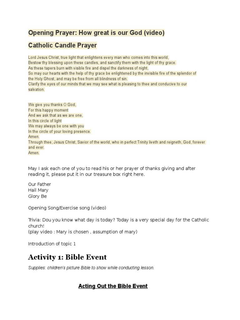 Opening Prayer Grace In Christianity Catholic Church opening prayer grace in christianity