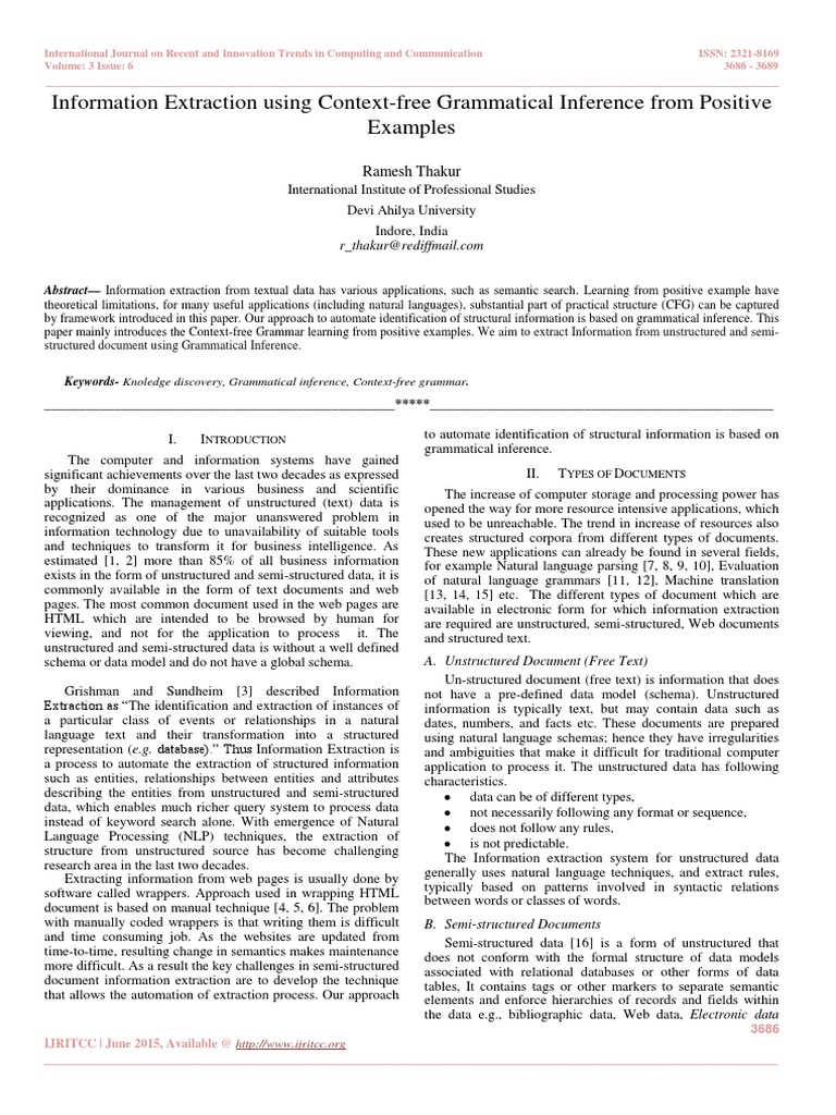 Grammatical Inference for Information Extraction | PDF | Information ...