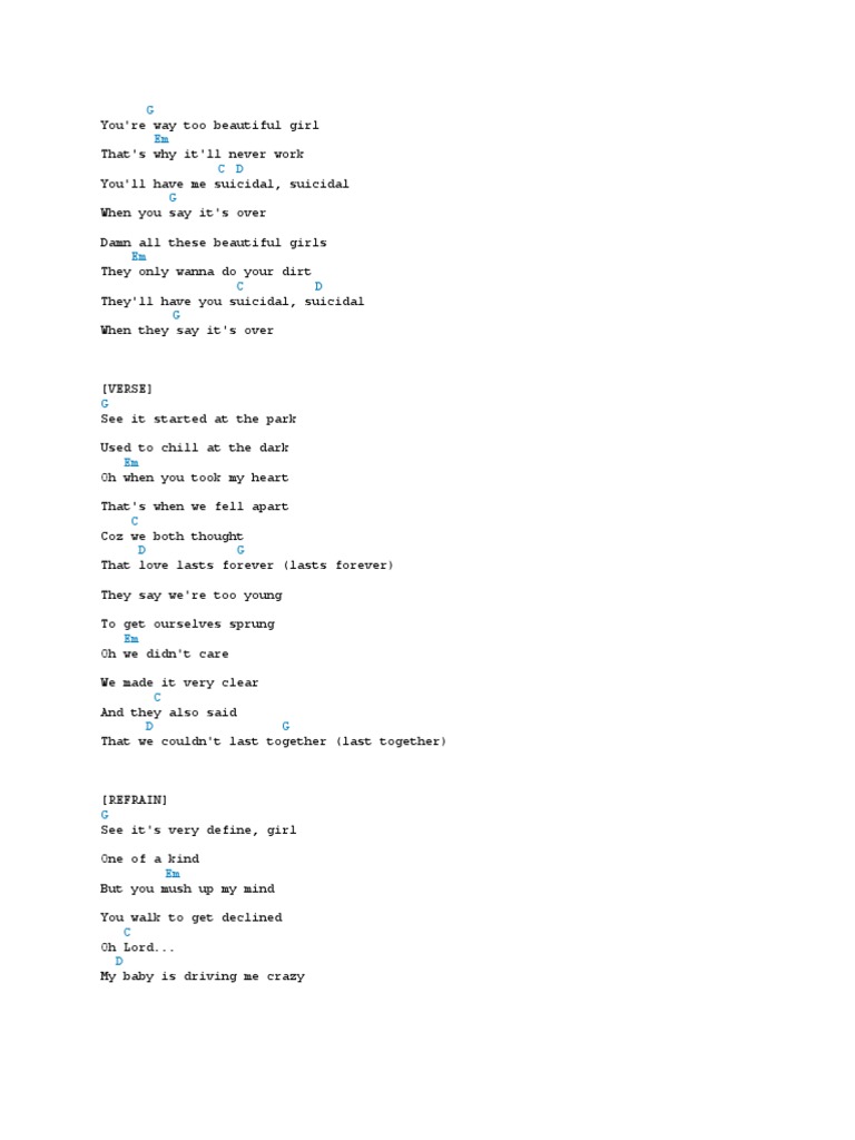 Beautiful Girls Sean Kingston Chord PDF