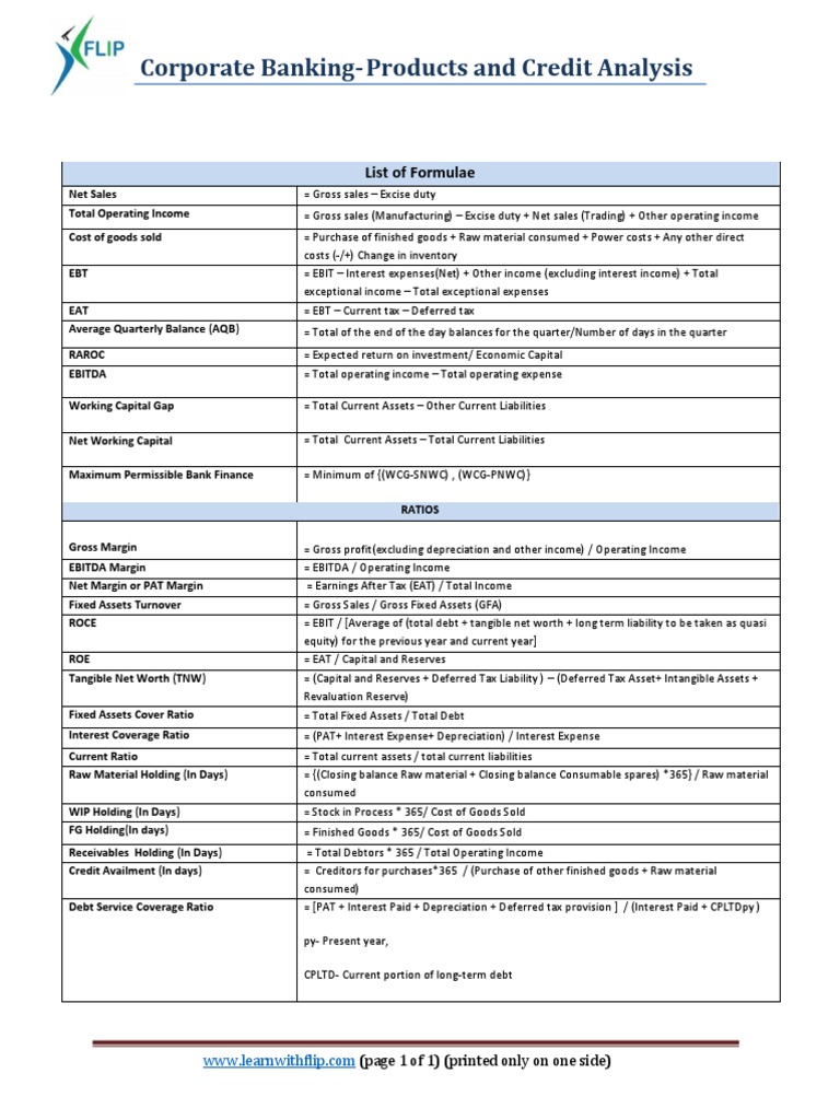 Essential Financial Formulae Guide | PDF
