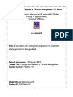 Evaluation of Ecological Approach to Disaster Management in Bangladesh