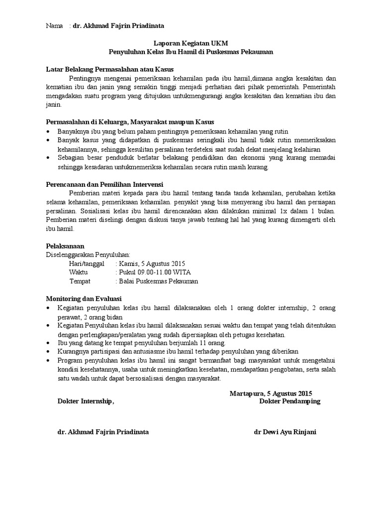 1 Laporan Ukm Kelas Ibu Hamil