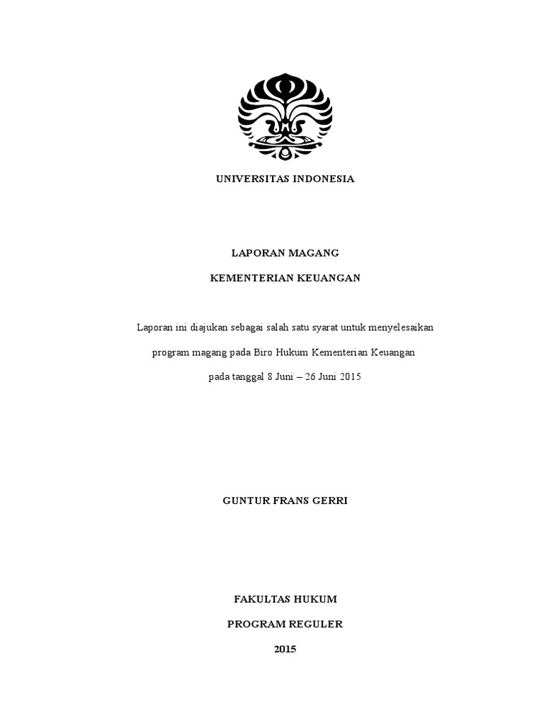 Laporan Magang Kementerian Keuangan Kemenkeu