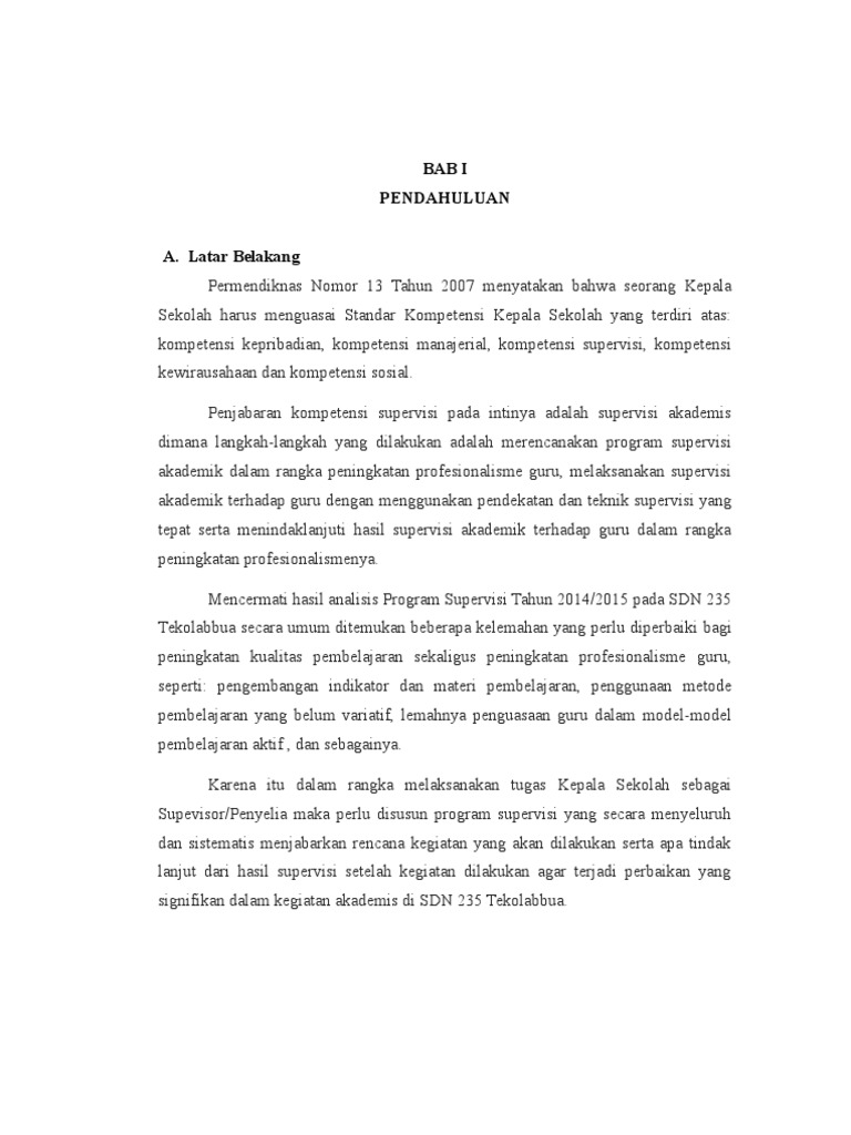 Program Supervisi Kepala Sekolah