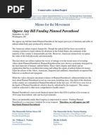CAP Memo: Oppose Any Bill Funding Planned Parenthood