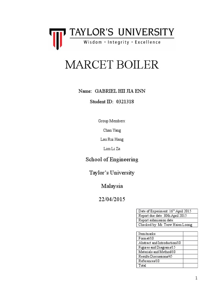 Marcet Boiler Lab Report - William Richard Green