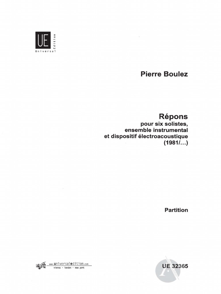 Boulez Répons PDF Chamber Music Compositions Musical Compositions