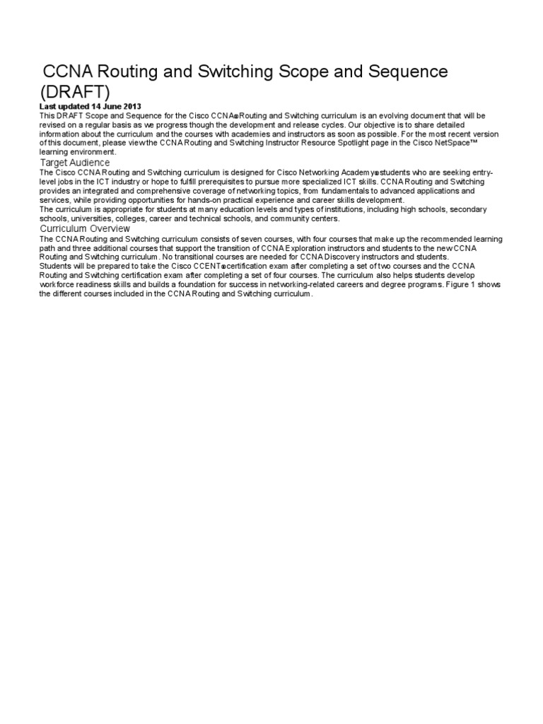 CCNA Routing and Switching | PDF | Cisco Certifications | Curriculum