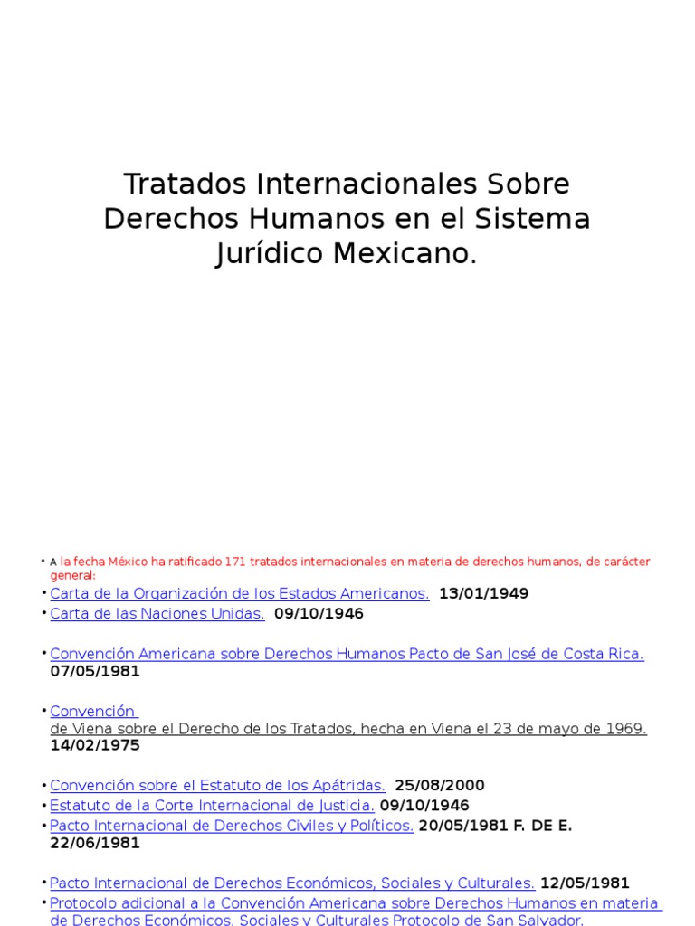 Tratados Internacionales de Derechos Humanos en México | PDF ...