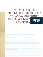 Nueve Fuentes Potenciales de Validez de Las Valoraciones