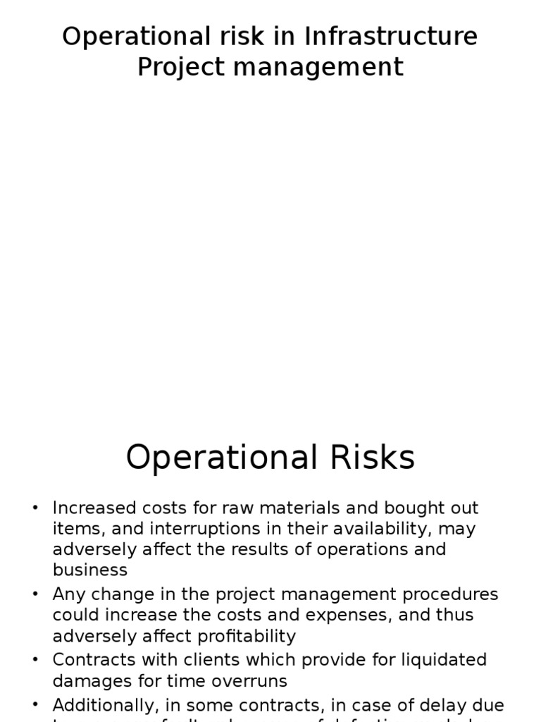 Operational Risk in Infrastructure Project Management | PDF ...